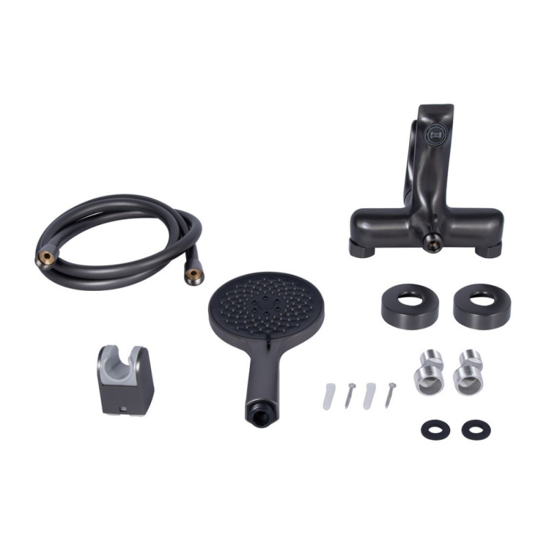 Змішувач для ванни Qtap Vlasta New (з душовим гарнітуром) QTVLA259GMB45643 Gunmetal Black PVD