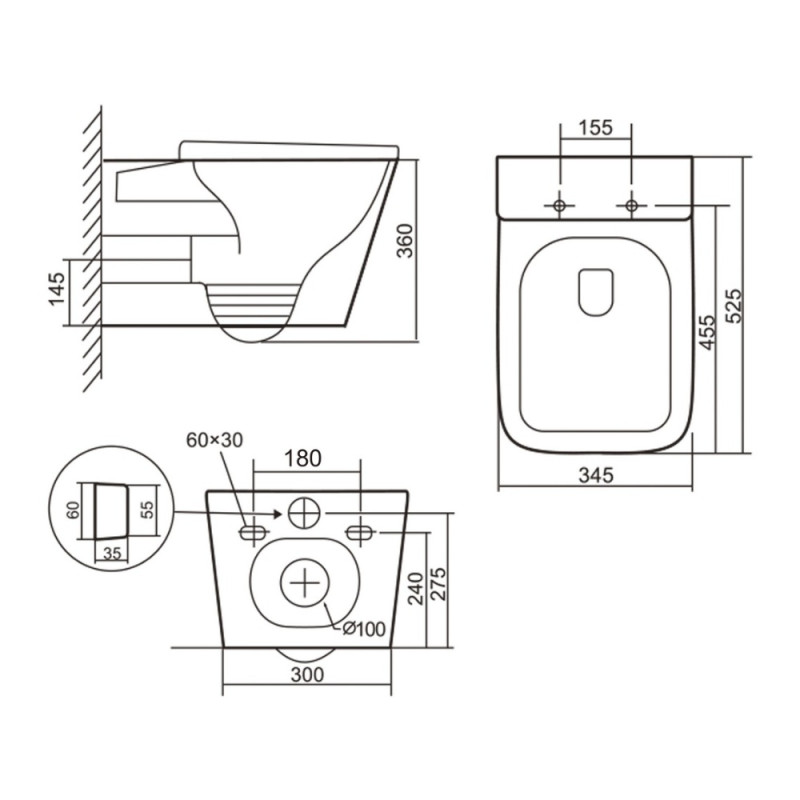 Унітаз підвісний Qtap Tern Ultra Quiet безобідковий з сидінням Soft-close WHITE QT17332303AW