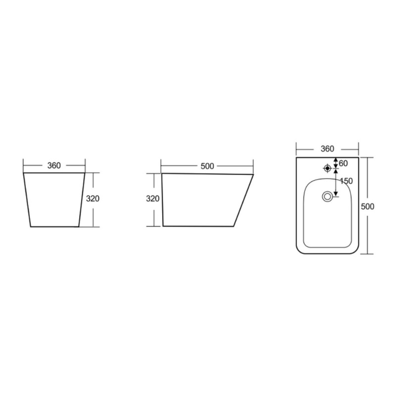 Биде подвесное Qtap Tern New  500x360x320 мм Matt Black QT17551303GMB