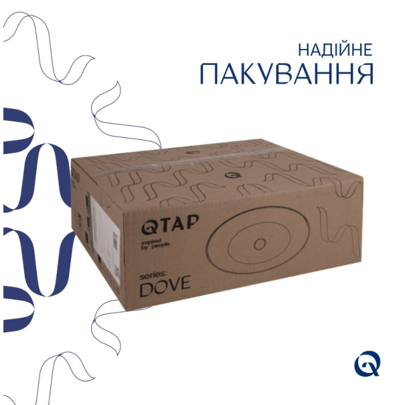 Комплект Qtap Dove: Раковина накладна овальна 415x340x140 мм White + Донний клапан PU02