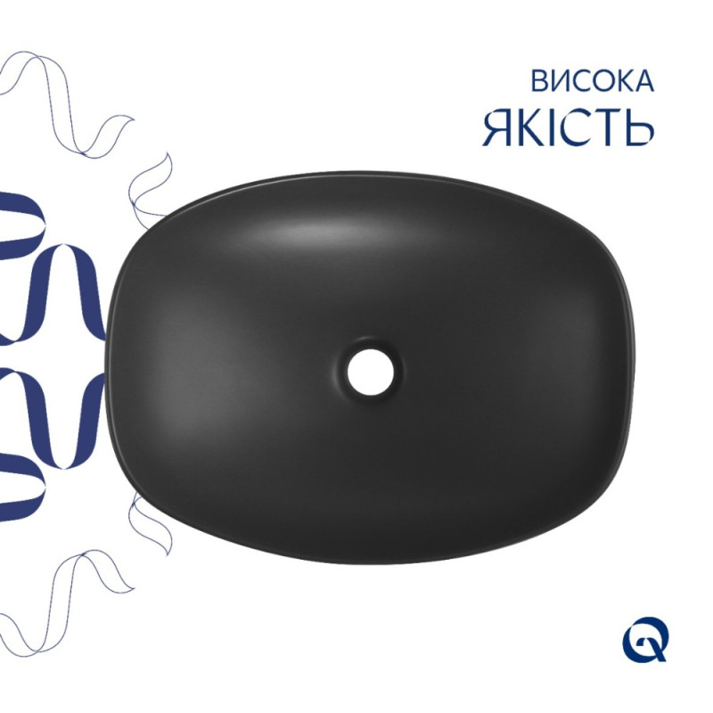 Раковина накладна Qtap Robin 500х380х140 мм, Anthracite, прямокутна, з донним клапаном QT04116302AN