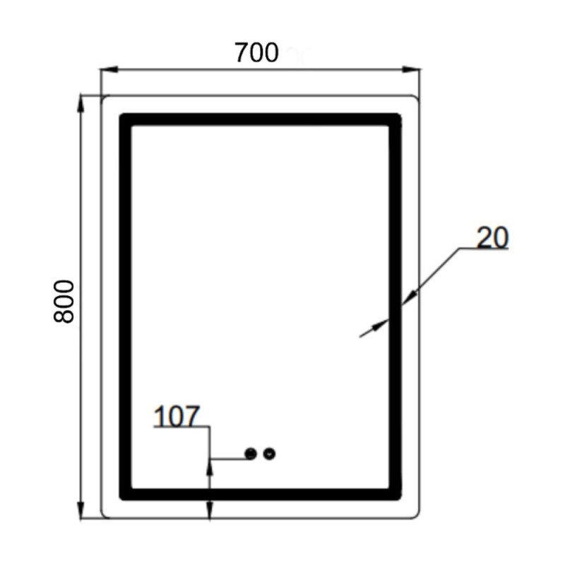 Дзеркало Qtap Mideya (MI2) 700х800 з LED-підсвічуванням Touch, з антизапотіванням, димером, рег. яскравості QT2078DCF7080