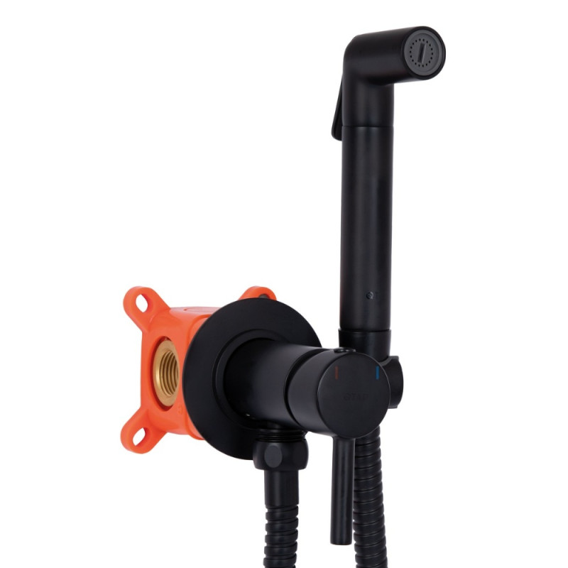 Набор для гігієнічного душу Qtap Inspai-Varius округлий QTINSVARBСRV00440001 Black Matt