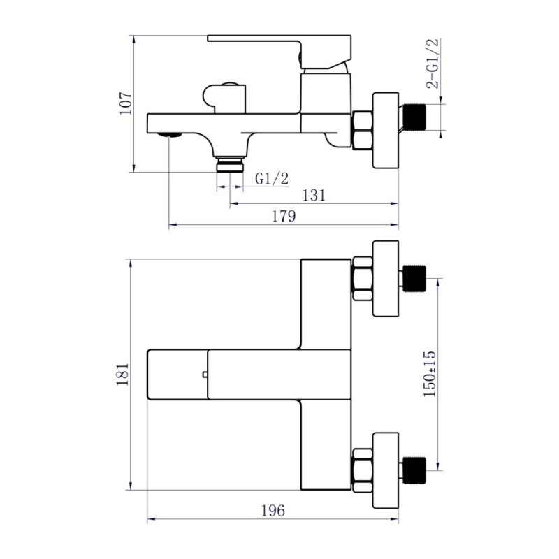 Змішувач для ванни Qtap Gemini (з душовим гарнітуром) QTGEM259BLM45682 Black Matt