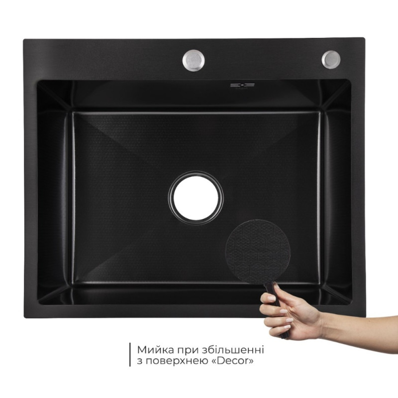 Lidz Handmade H6050HB Мийка для кухні інтегрована Decor Black PVD Honeycomb 2,5/0,5 мм LDH6050BDECPVD48371