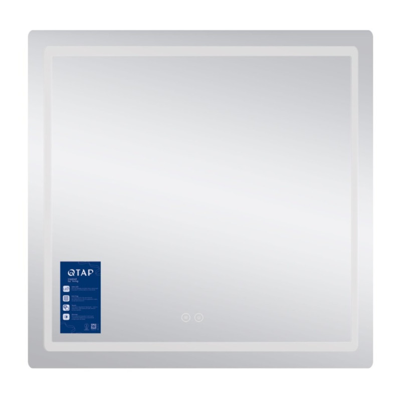 Дзеркало Qtap Mideya (MI2) 700х800 з LED-підсвічуванням Touch, з антизапотіванням, димером, рег. яскравості QT2078DCF7080