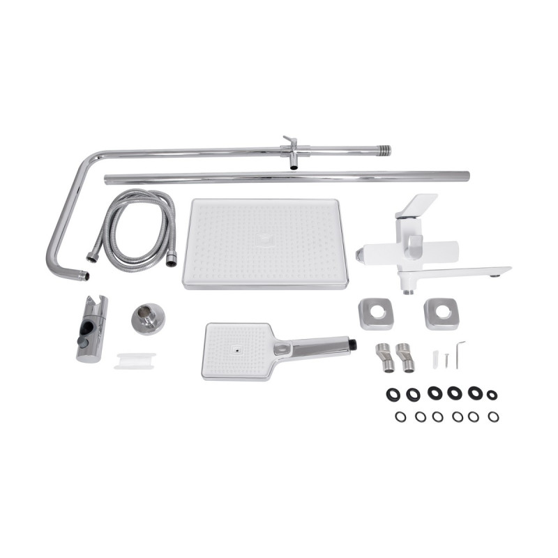 Душова система універсальна Qtap Presto на три споживача (з виливом) QTPRE111CRW45580 Chrome/White