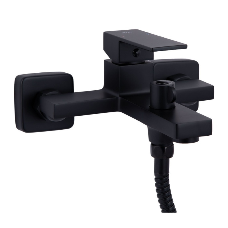 Змішувач для ванни Qtap Gemini (з душовим гарнітуром) QTGEM259BLM45682 Black Matt