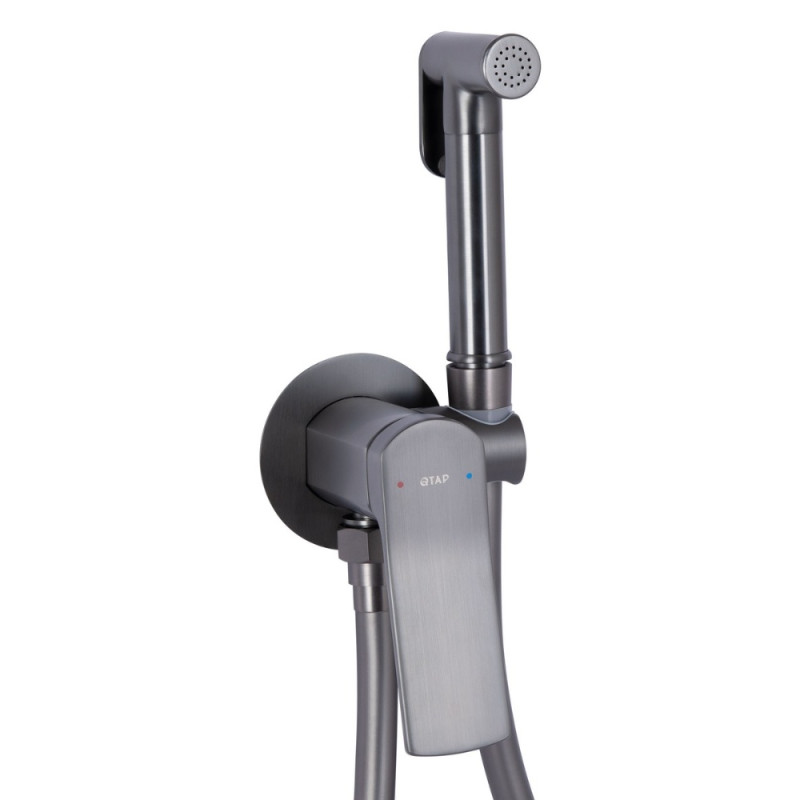 Набор для гігієнічного душу Qtap Slavonice округлий QTSLA262GMB45916 Gunmetal Black PVD
