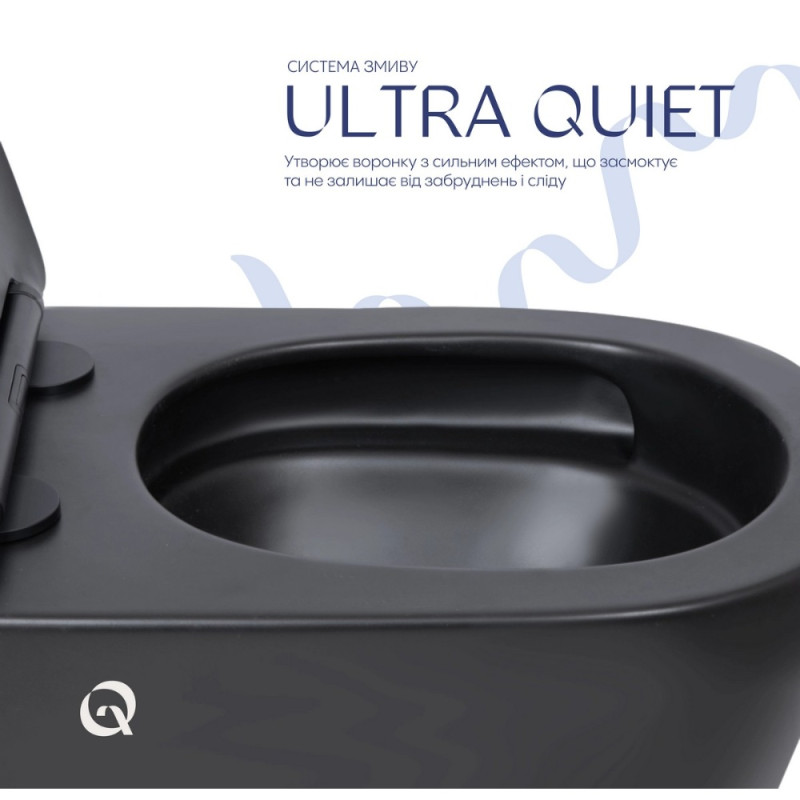 Унитаз подвесной Qtap Scorpio Ultra Quiet с сиденьем с сиденьем Soft-Close MATT BLACK QT14332380AMB