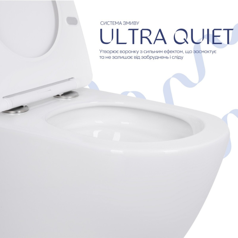 Унитаз напольный Qtap Robin безбачковый Ultra Quiet безободковый с сиденьем Soft-close WHITE QT13223381AW