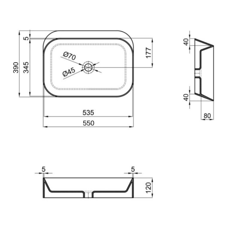 Раковина-чаша Qtap Scorpio 550х390х120 Matt black QT14112243MBN