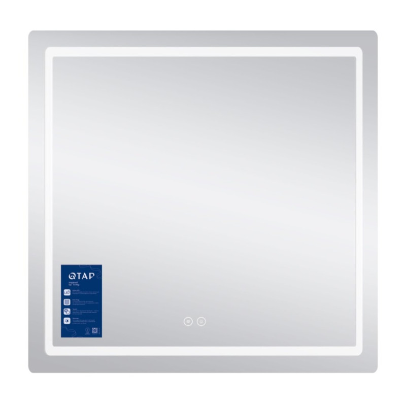 Дзеркало Qtap Mideya (MI2) 700х800 з LED-підсвічуванням Touch, з антизапотіванням, димером, рег. яскравості QT2078DCF7080