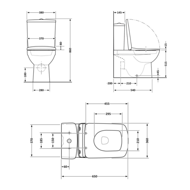 Унитаз-компакт Qtap Crow Eco безободковый с сиденьем Soft-close QTCRO27W48750