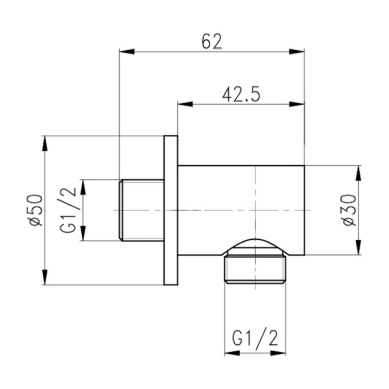 Подключение для шланга Qtap Spojeni округлое QTCRMB030 Chrome