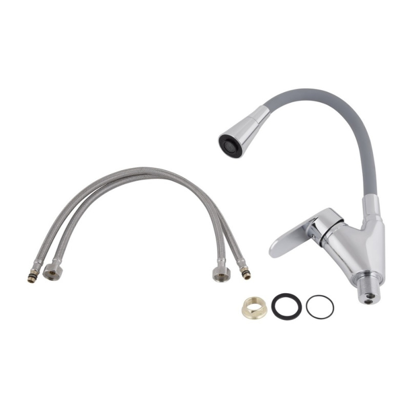 Змішувач для кухні Lidz Tani 007F3 з гнучким виливом (k40) LDTAN007F3GCR31869 Chrome/Grey