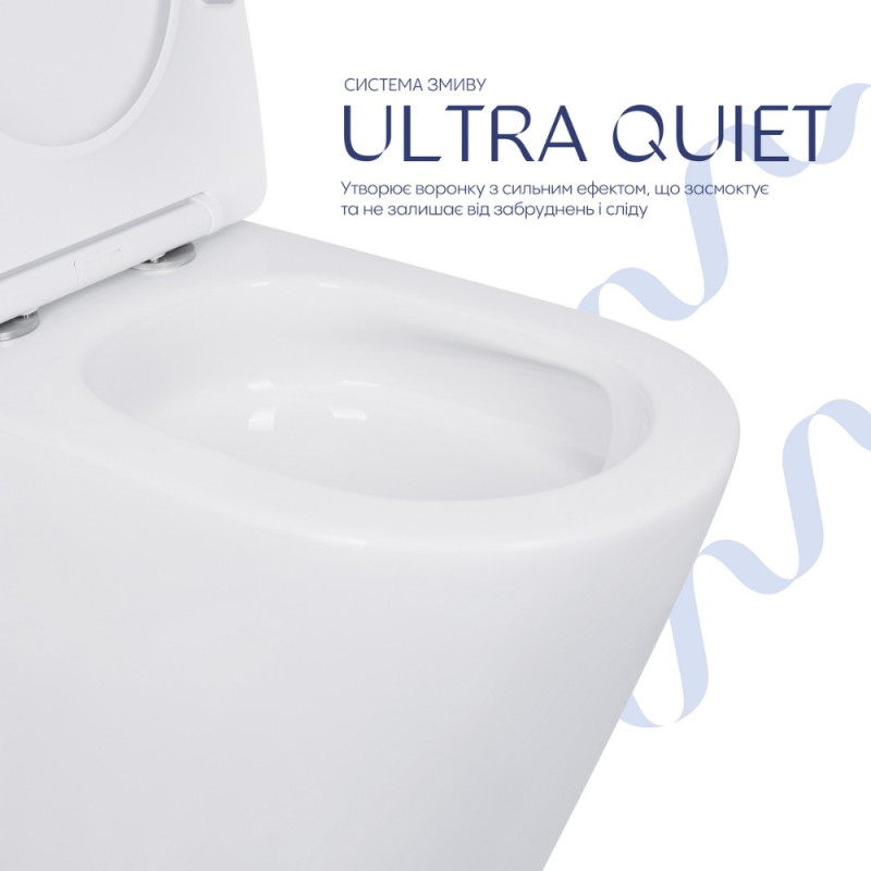 Унитаз-компакт Qtap Scorpio безободковый Ultra Quiet с сиденьем Soft-close QT14226088AW