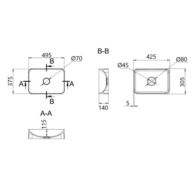 Раковина-чаша Qtap Cardinal 500х380х140 мм White QT04116302W