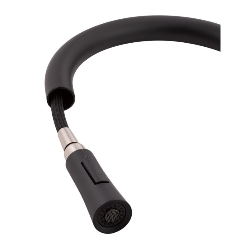Змішувач для кухні Qtap Baruska з висувним виливом QTBAR9137103UB Black Matt