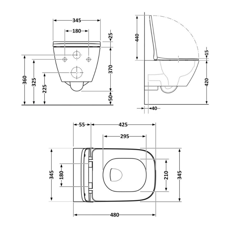 Унитаз подвесной Qtap Tern New Ultra Quiet с сиденьем с сиденьем Soft-Close MATT BLACK QT17332303ASMB