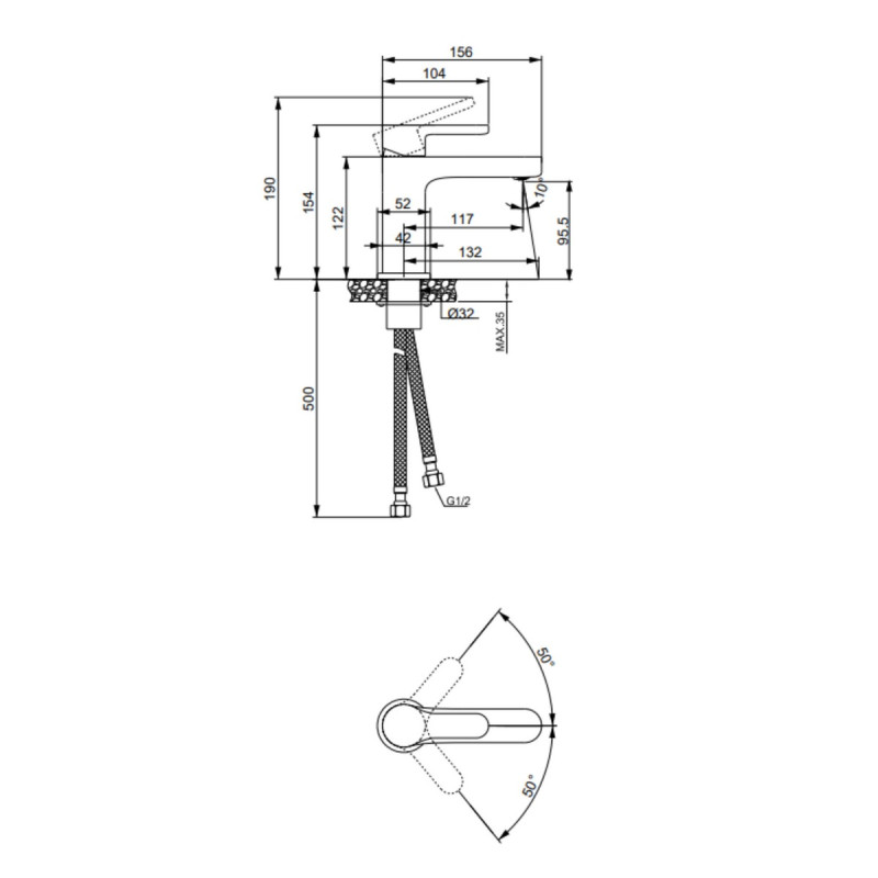 Смеситель латунный для раковины Lidz Astra 001F (k35) LDAST001FCRM48085 Chrome