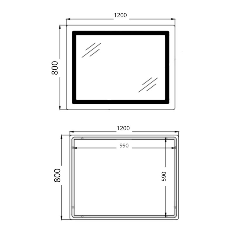 Дзеркало Qtap Cardinal (CA2) 1200х800 з LED-підсвічуванням Touch, з антизапотіванням, з димером, рег. темп. кольору (3000-6500K) QT0478C1208048454