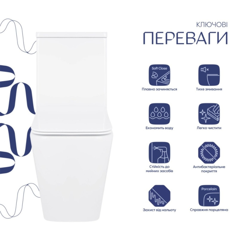 Унитаз-компакт Qtap Crow Eco безободковый с сиденьем Soft-close QTCRO27W48750