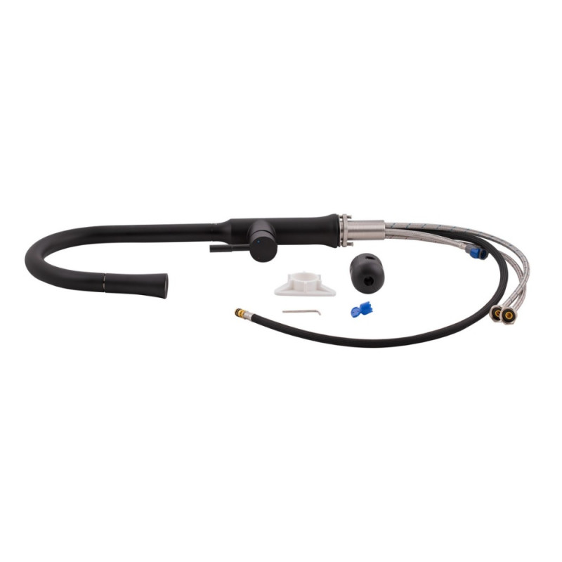 Змішувач для кухні Qtap Baruska з висувним виливом QTBAR9137103UB Black Matt