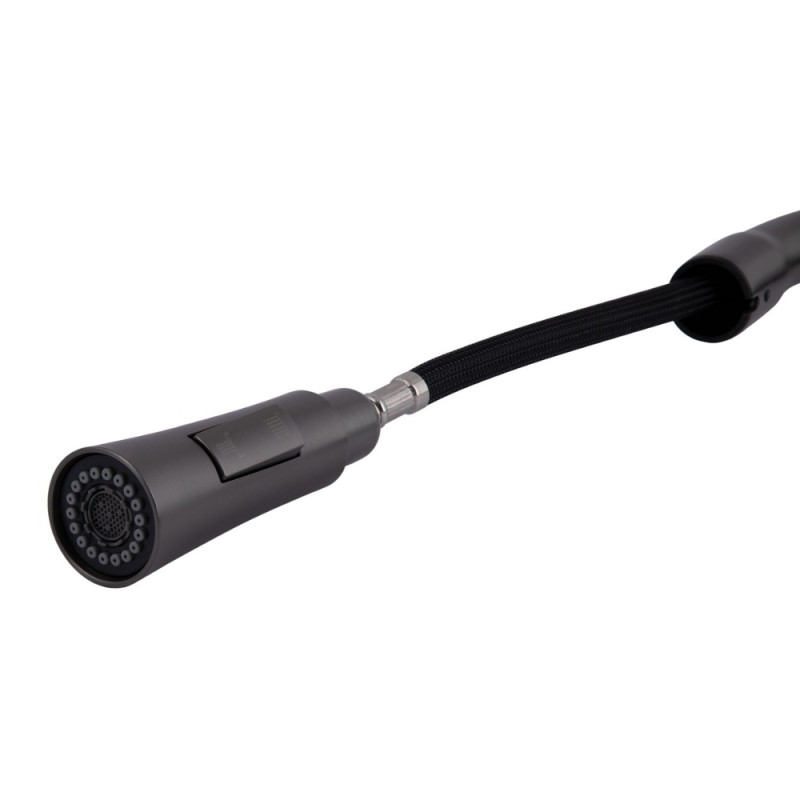 Смеситель для кухни Qtap Vlasta New с выдвижным изливом QTVLA344GMB45647 Gunmetal Black PVD