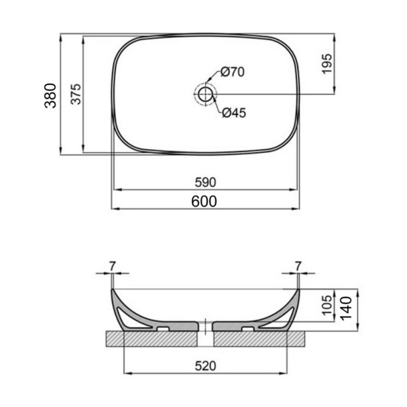 Раковина-чаша Qtap Cardinal 600х380х140 мм White QT04116257W