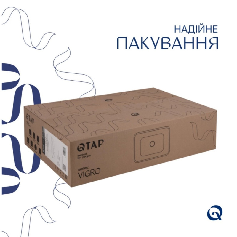 Комплект Qtap Virgo N: Раковина накладна 560x380x130 мм, White, прямокутна + Донний клапан Pop-up PU02