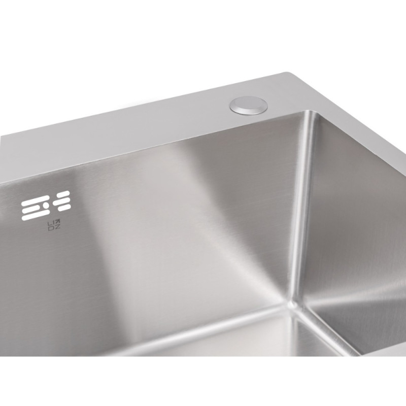 Мийка для кухні з двома чашами інтегрована Lidz Handmade H7843 (LDH7843BRU35387) Brushed Steel 3,0/1,0 мм