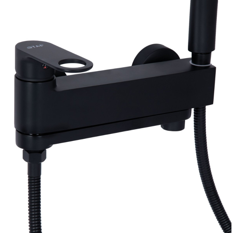 Смеситель для ванны Qtap Jay с поворотным изливом (c душевым гарнитуром) QTJAY260BLM45548 Black Matt