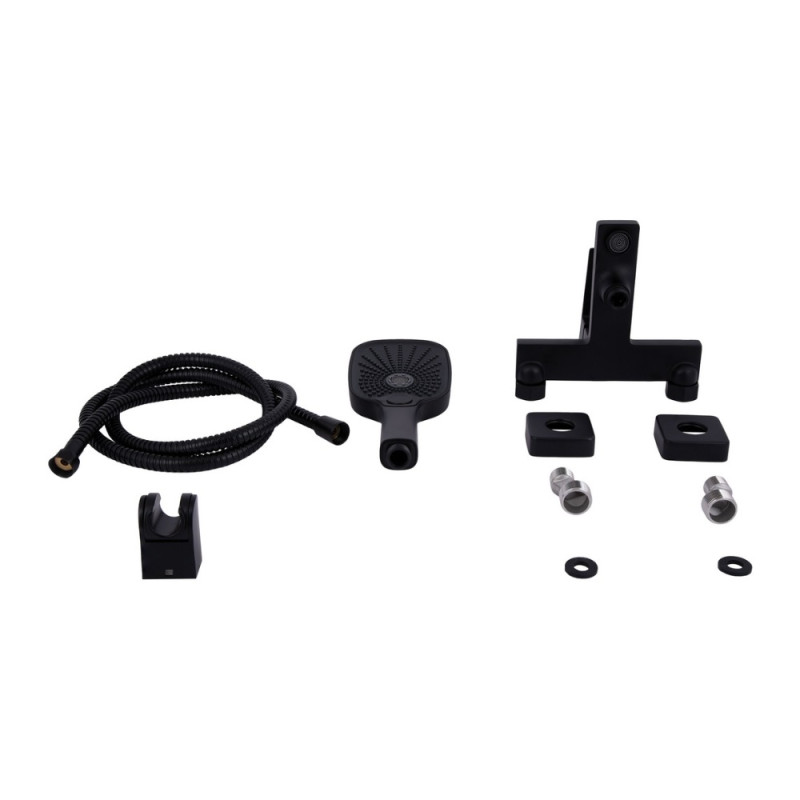 Змішувач для ванни Qtap Gemini (з душовим гарнітуром) QTGEM259BLM45682 Black Matt