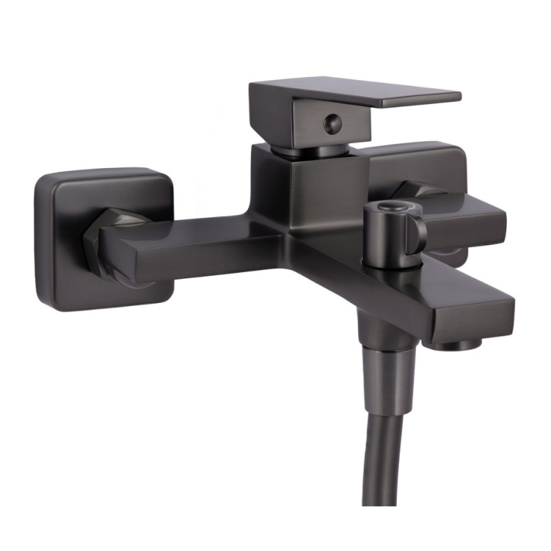 Змішувач для ванни Qtap Gemini (з душовим гарнітуром) QTGEM259GMB45684 Gunmetal Black PVD