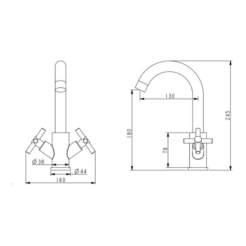 Змішувач для кухні Lidz Wind 161F двохвентильний LDWIN161FNKS46098 Nickel