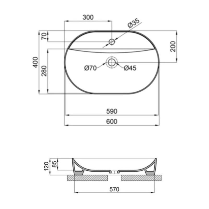 Раковина Qtap Scorpio 600х400х120 White QT14118045W