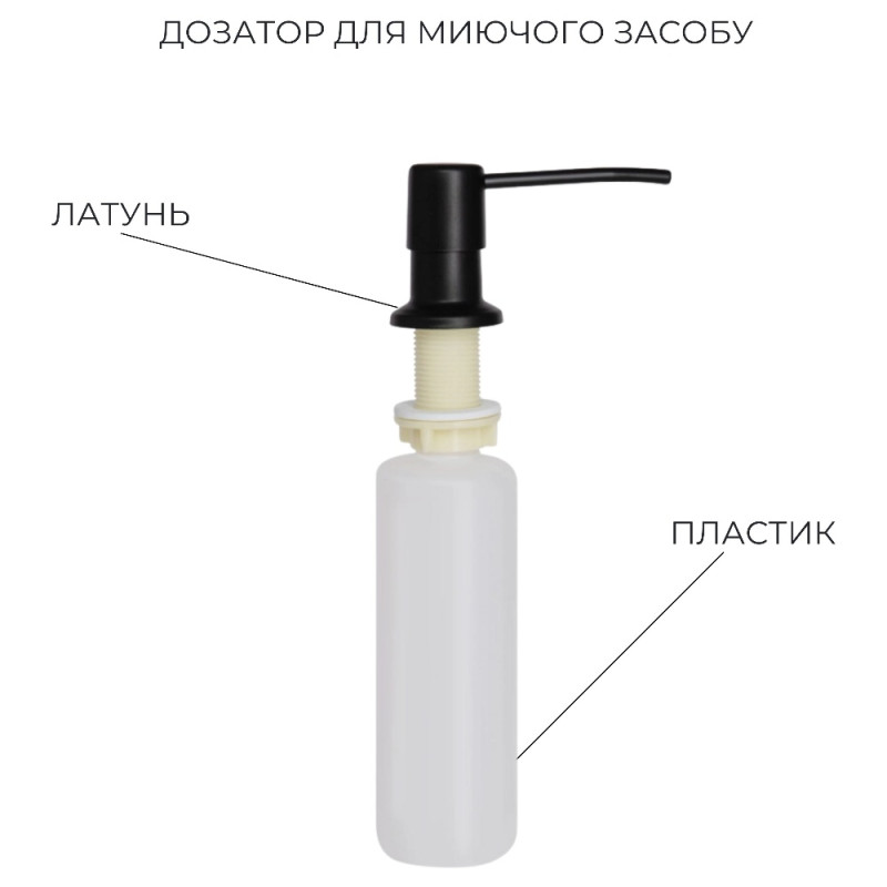 Комплект Lidz Handmade H6050B Мийка для кухні інтегрована BlackPVD у комплекті з дозатором + Lidz K01B Корзина для кухонної мийки
