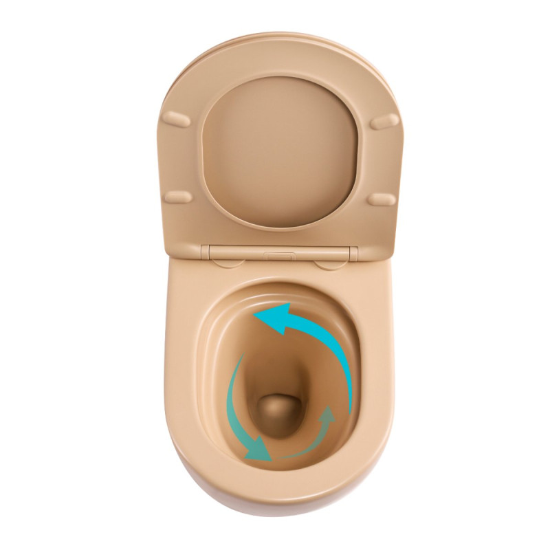 Унитаз подвесной Robin Ultra Quiet 490×365×325 мм, Beige, с сиденьем Slim Duroplast / Soft-close / Quick Release QT13332381АSSB Qtap