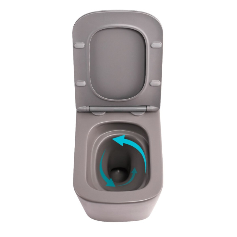 Унитаз подвесной Tern Ultra Quiet 490×365×325 мм, Stone Grey, с сиденьем Slim Duroplast / Soft-close / Quick Release QT17332303ASSG Qtap