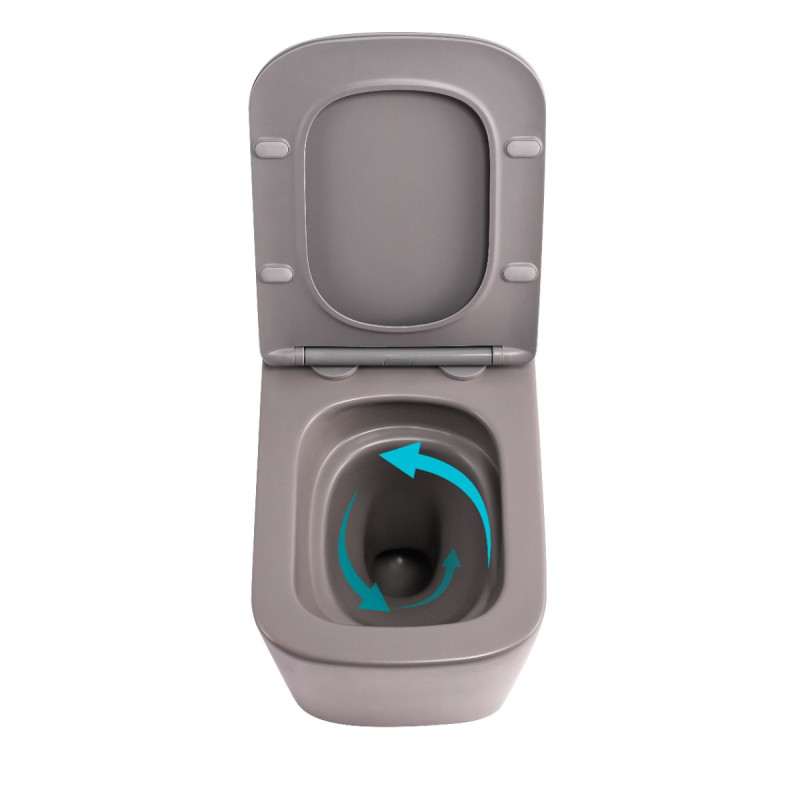Унитаз подвесной Tern Ultra Quiet 490×365×325 мм, Stone Grey, с сиденьем Slim Duroplast / Soft-close / Quick Release QT17332303ASSG Qtap
