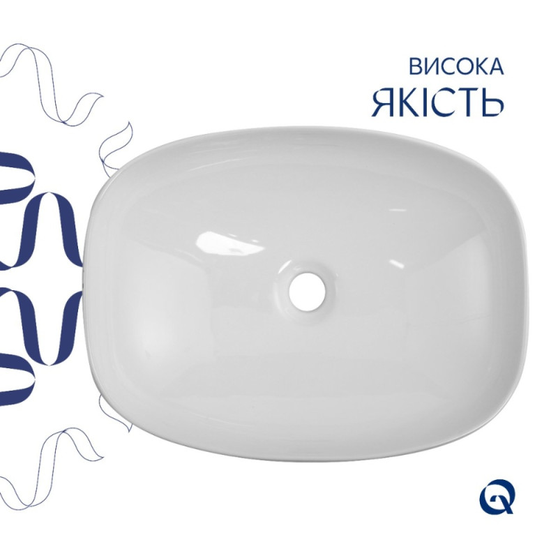 Раковина накладна Qtap Robin 500х380х140 мм, Marble, прямокутна, з донним клапаном QT04116302MR