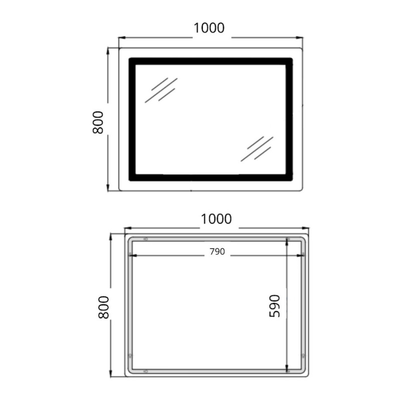 Дзеркало Qtap Cardinal (CA2) 1000х800 з LED-підсвічуванням Touch, з антизапотіванням, з димером, рег. темп. кольору (3000-6500K) QT0478C1008048455