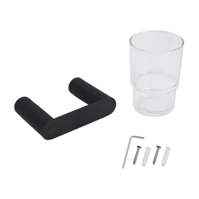 Склянка з тримачем Qtap Scorpio настінна QTSTK6102103B Black (Sklenka)