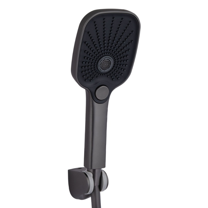 Змішувач для ванни Qtap Gemini (з душовим гарнітуром) QTGEM259GMB45684 Gunmetal Black PVD