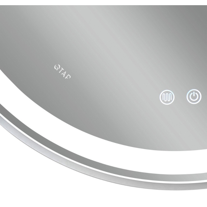Зеркало Qtap Gemini 800х700 с LED-подсветкой Touch, с антизапотеванием, с диммером, рег. темп. цвета (3000-6500K) Reverse QT2578R8071W