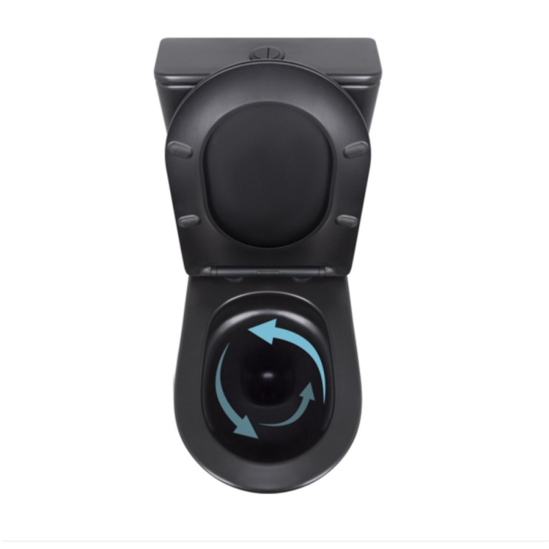 Унітаз підлоговий Qtap Scorpio Ultra Quiet безобідковий з сидінням Soft-close MATT BLACK QT14226088AMB
