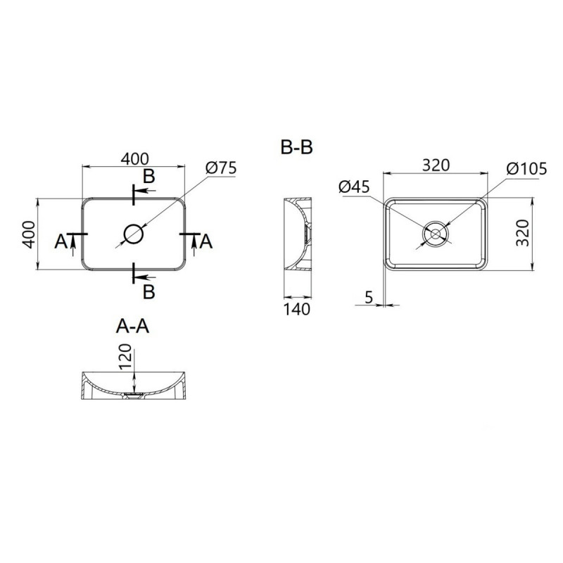 Раковина-чаша Qtap Kolibri 400х400х140 мм White QT10116303W