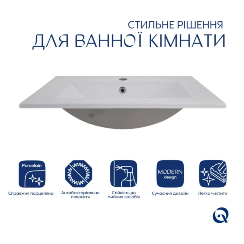 Комплект Albatross: Раковина врізна меблева 620x460x180 мм, White, прямокутна + Донний клапан Pop-up PU02O