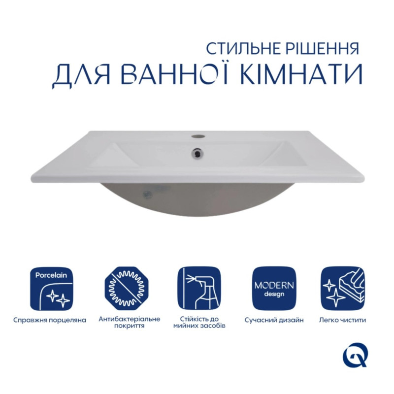 Комплект Albatross: Раковина врезная мебельная 620x460x180 мм, White, прямоугольная + Донный клапан Pop-up PU02O